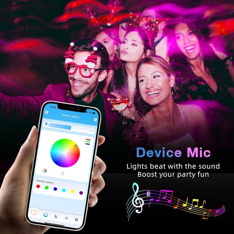 TJOY 130ft Bluetooth LED Strip Lights, RGB Color Changing, Music Sync, App Control, Indoor Usage, 5050 SMD, 2 Rolls, for Bedroom Kitchen TV Party (APP+Remote +Mic) - Image 3
